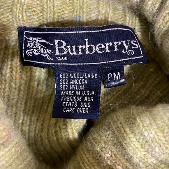 Vintage Burberrys Wool Angora Flecked Cable Knit Mockneck Sweater - PM - USA - Picture 7 of 10